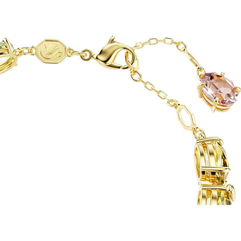Gema Tennis bracelet Mixed cuts, Multicolored, Gold-tone plated