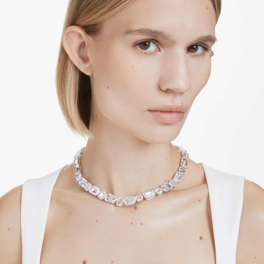 Swarovski Millenia tennis necklace | White octagon crystals