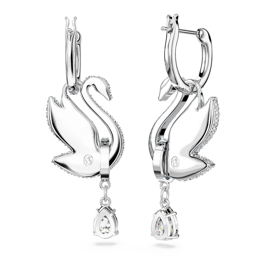Iconic Swan drop earrings Swan, Blue, Rhodium plated - Shukha Online Store
