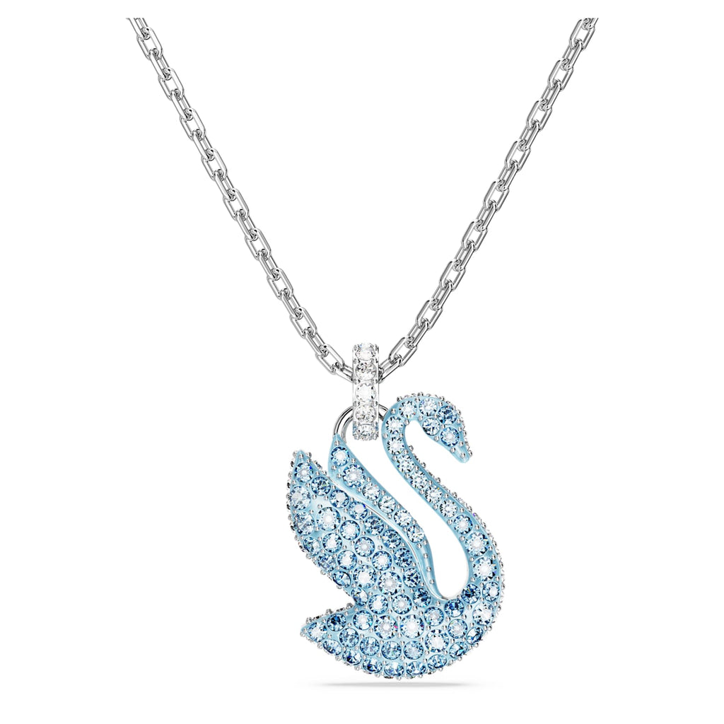 Iconic Swan pendant Swan, Blue, Rhodium plated - Shukha Online Store