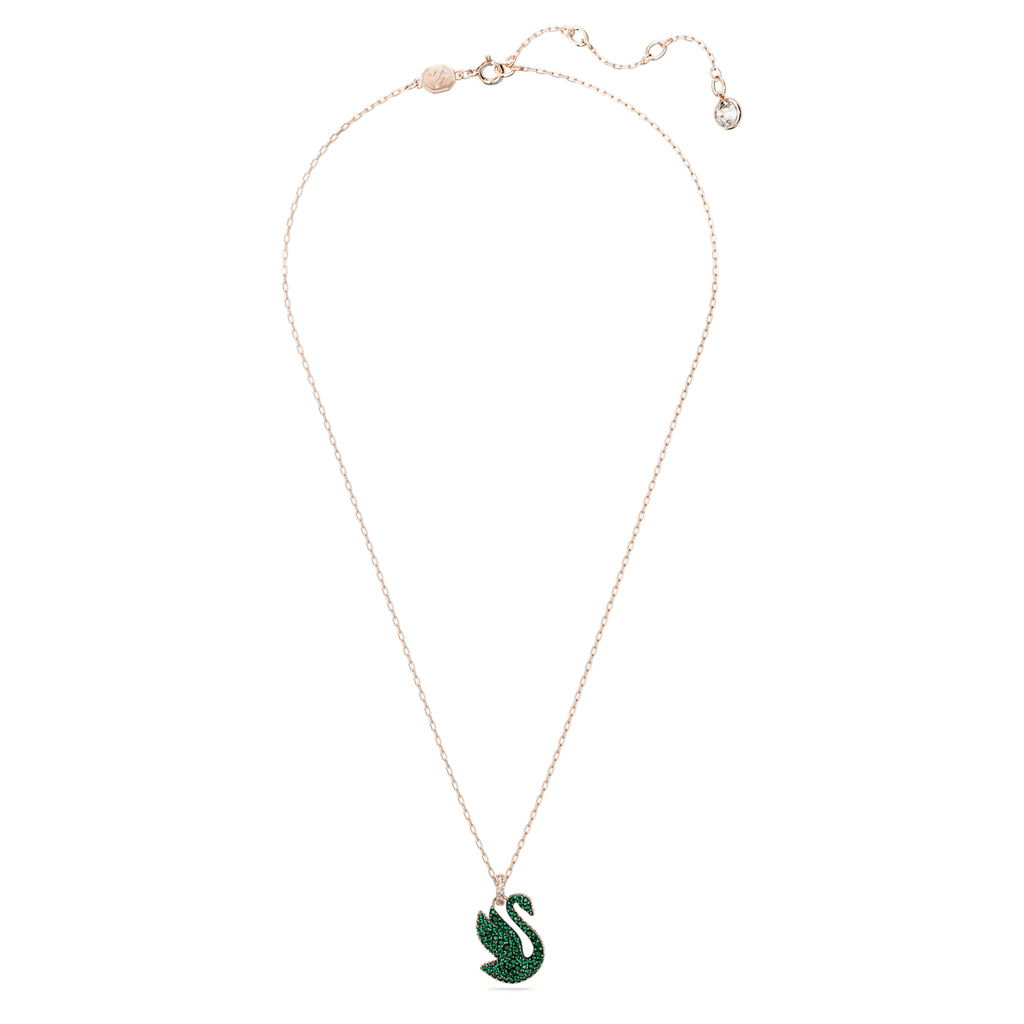 Iconic Swan pendant Swan, Medium, Green, Rose gold-tone - Shukha Online Store