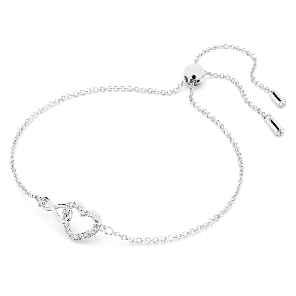 Swarovski Infinity bracelet Infinity and heart, White, Rhodium plated - Shukha Online Store