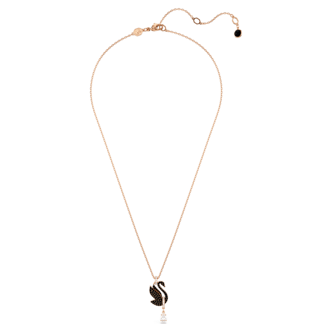 Swarovski Swan pendant Swan, Black, Rose gold-tone plated - Shukha Online Store