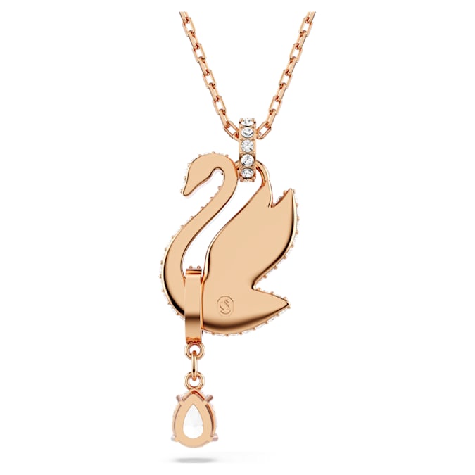 Swarovski Swan pendant Swan, Black, Rose gold-tone plated - Shukha Online Store