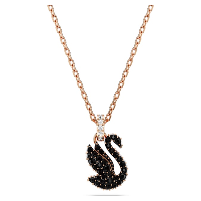 Swarovski Swan pendant Swan, Small, Black, Rose gold-tone plated - Shukha Online Store