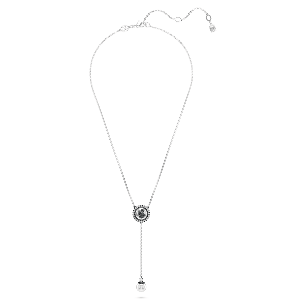 Swarovski Iconic Swan Y pendant, Swan, Gray, Rhodium plated - Shukha Online Store