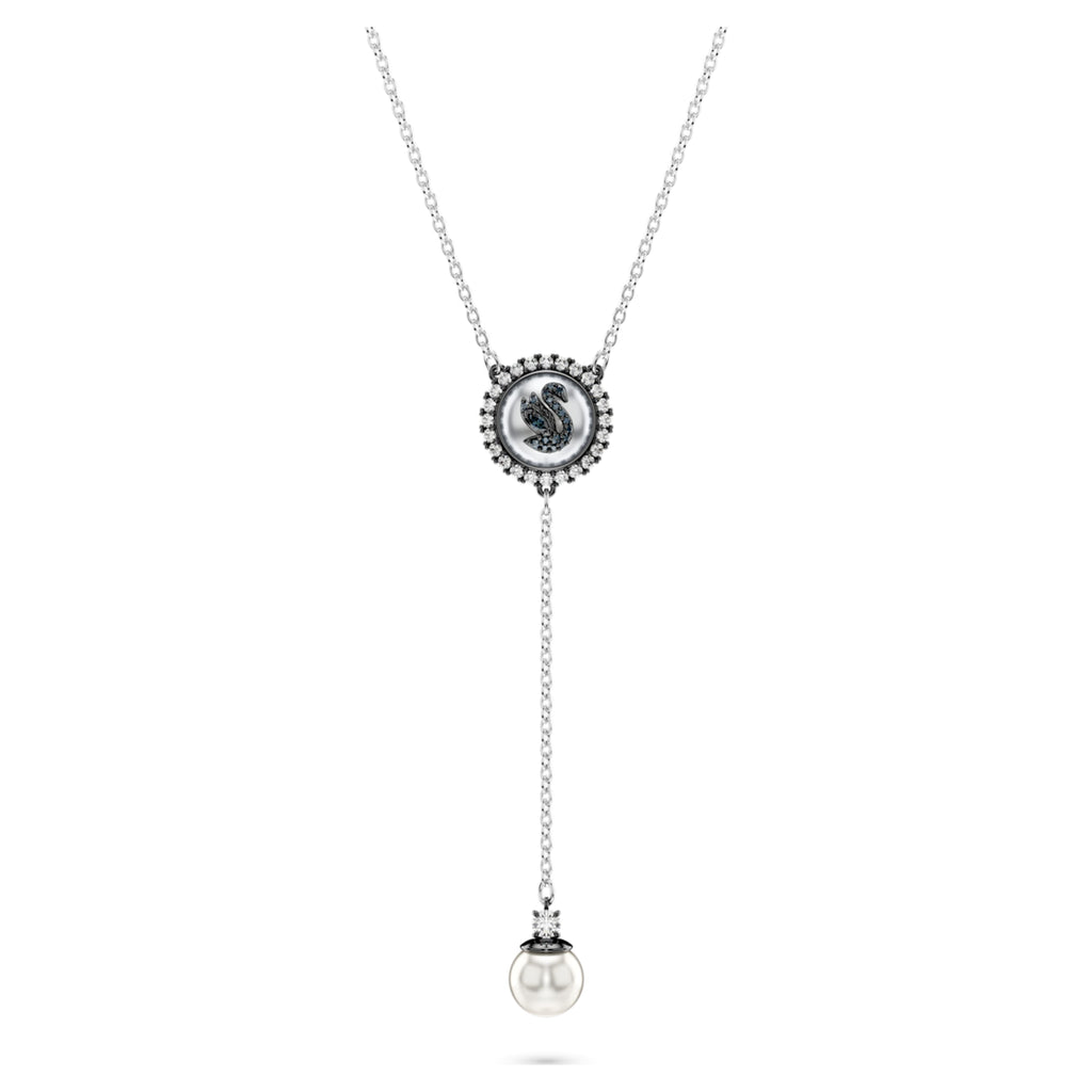 Swarovski Iconic Swan Y pendant, Swan, Gray, Rhodium plated - Shukha Online Store