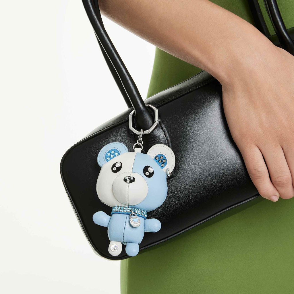 Teddy bag charm Bear, Blue, Rhodium plated - Shukha Online Store