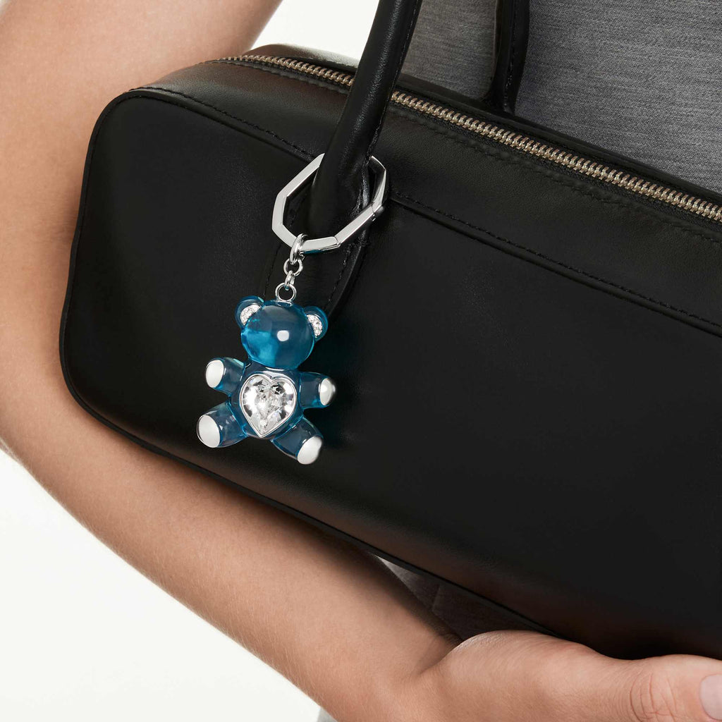 Teddy key ring Bear, Blue, Rhodium plated - Shukha Online Store