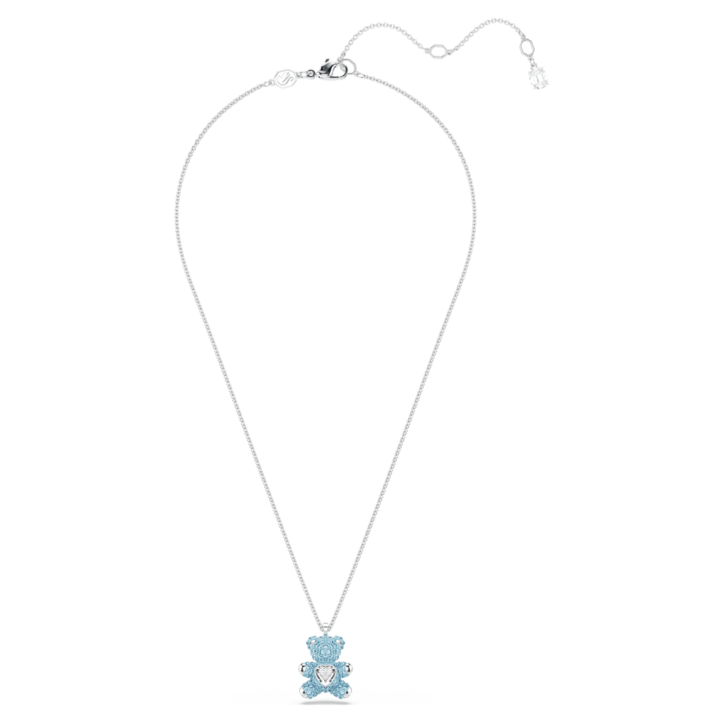 Teddy pendant Bear, Blue, Rhodium plated - Shukha Online Store