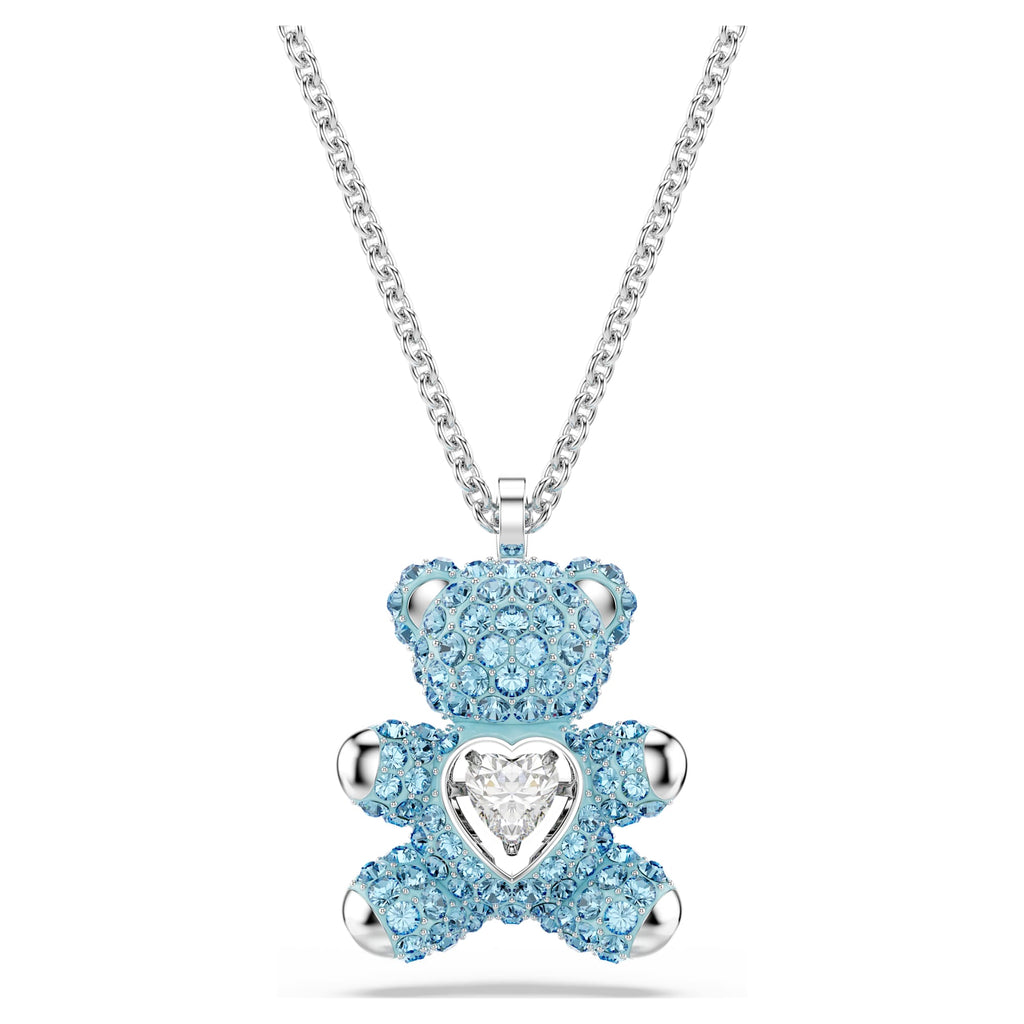 Teddy pendant Bear, Blue, Rhodium plated - Shukha Online Store