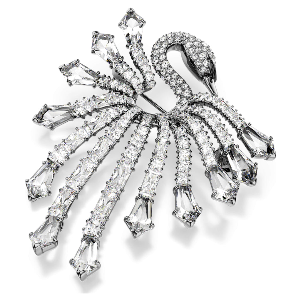 The Vienna Collection brooch Swan, White, Ruthenium plated - Shukha Online Store