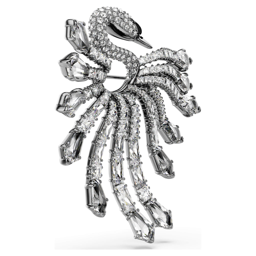 The Vienna Collection brooch Swan, White, Ruthenium plated - Shukha Online Store