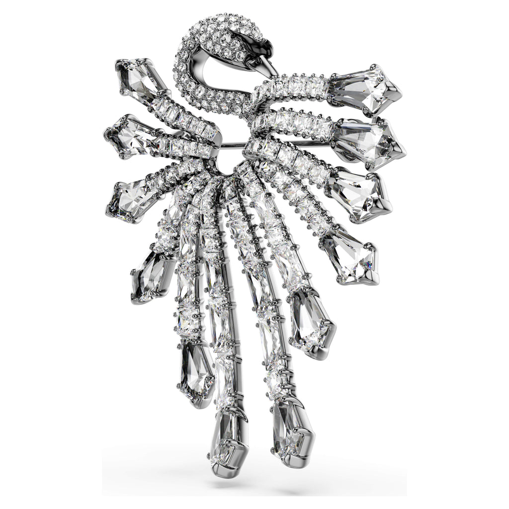 The Vienna Collection brooch Swan, White, Ruthenium plated - Shukha Online Store