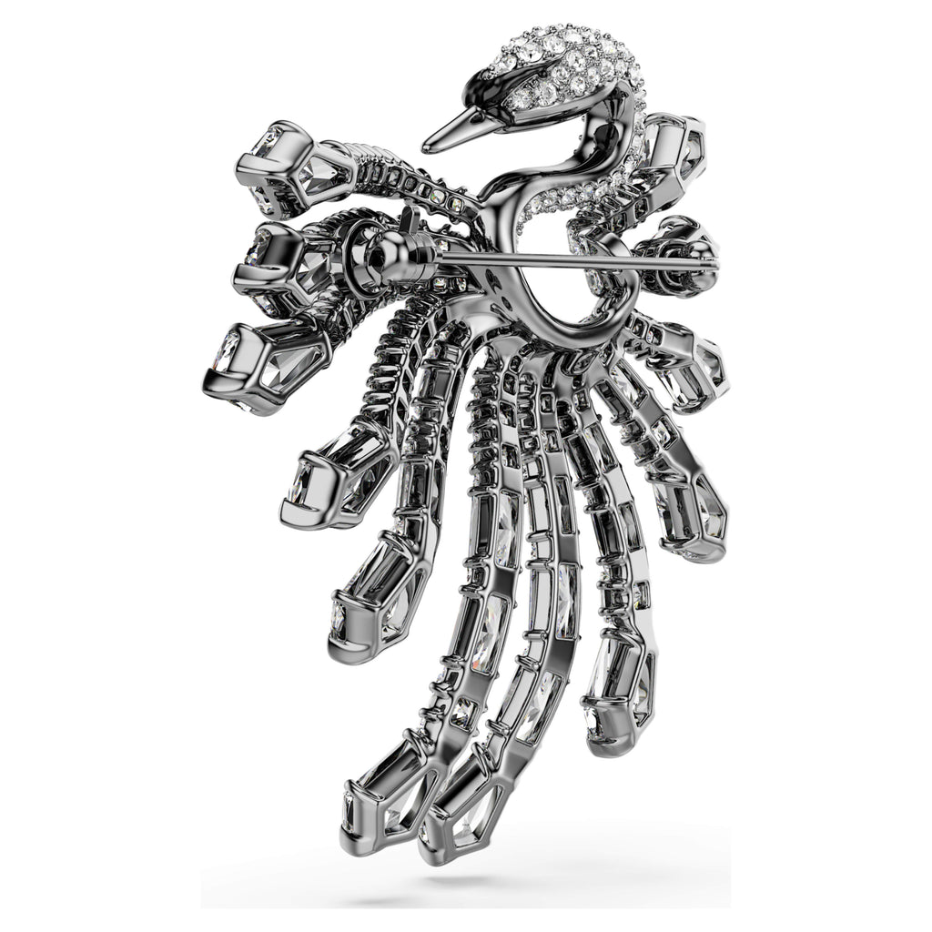 The Vienna Collection brooch Swan, White, Ruthenium plated - Shukha Online Store