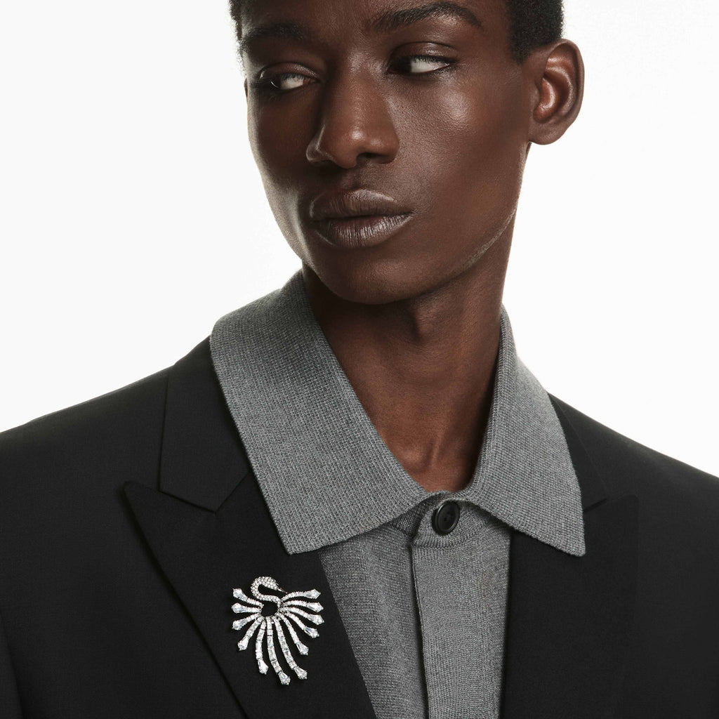 The Vienna Collection brooch Swan, White, Ruthenium plated - Shukha Online Store