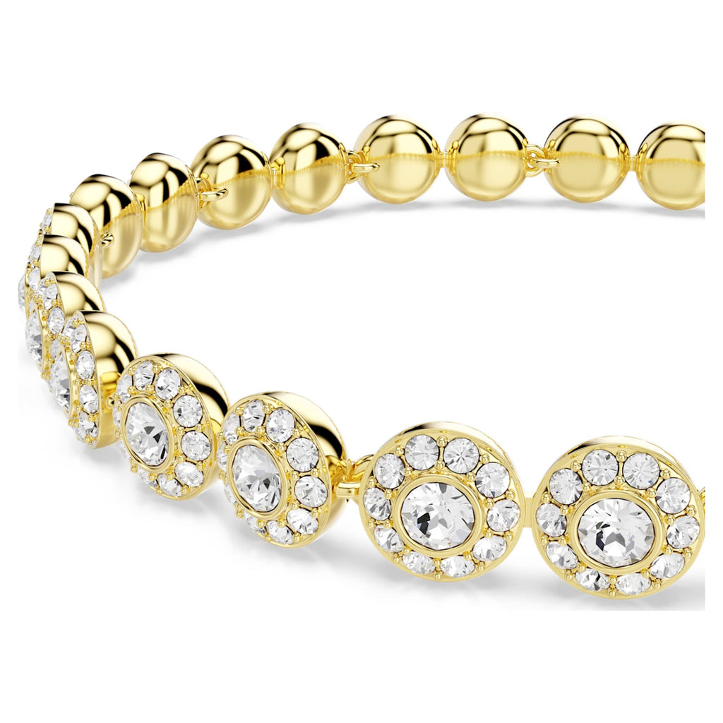 Una Angelic bracelet Round cut, White, Gold-tone plated