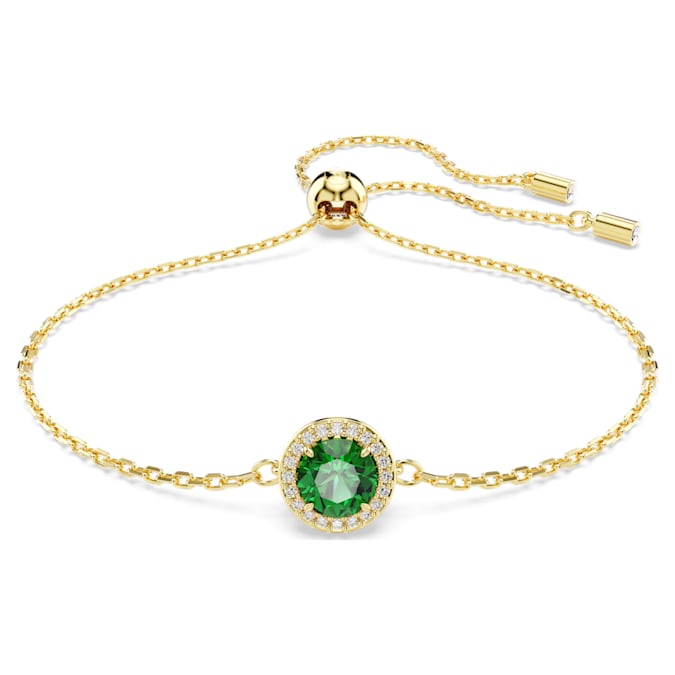 Una bracelet Round cut, Pavé, Green, Gold-tone plated - Shukha Online Store