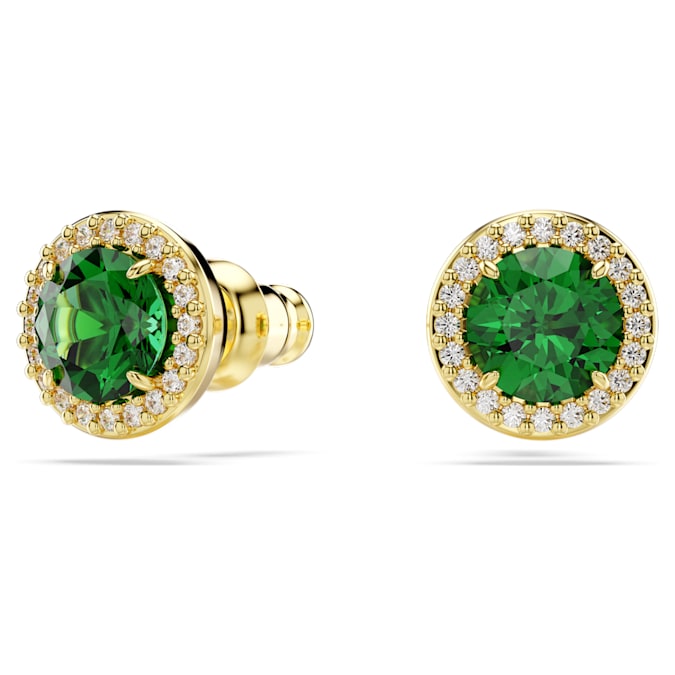 Una stud earrings Round cut, Pavé, Green, Gold-tone plated - Shukha Online Store
