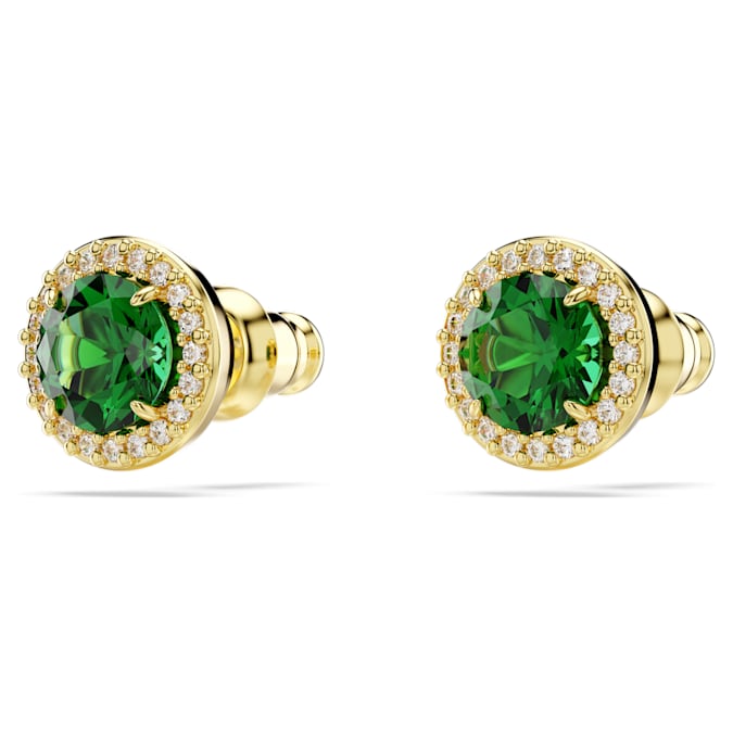 Una stud earrings Round cut, Pavé, Green, Gold-tone plated - Shukha Online Store