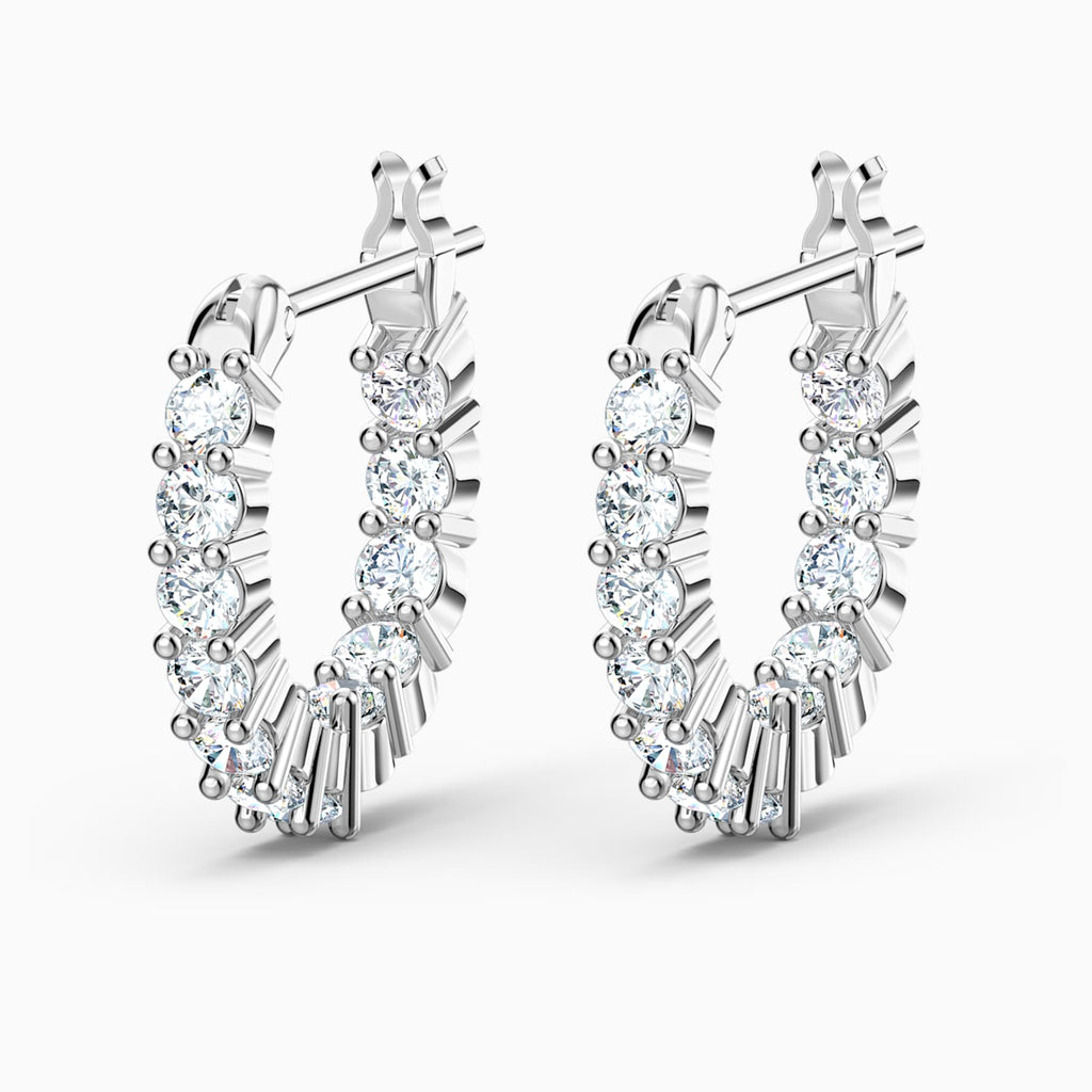 Vittore hoop earrings Round cut, White, Rhodium plated - Shukha Online Store
