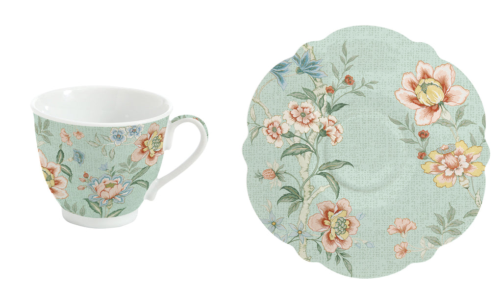 Porcelain coffee cup and saucer ZEN GARDEN GREEN - Shukha Online Store