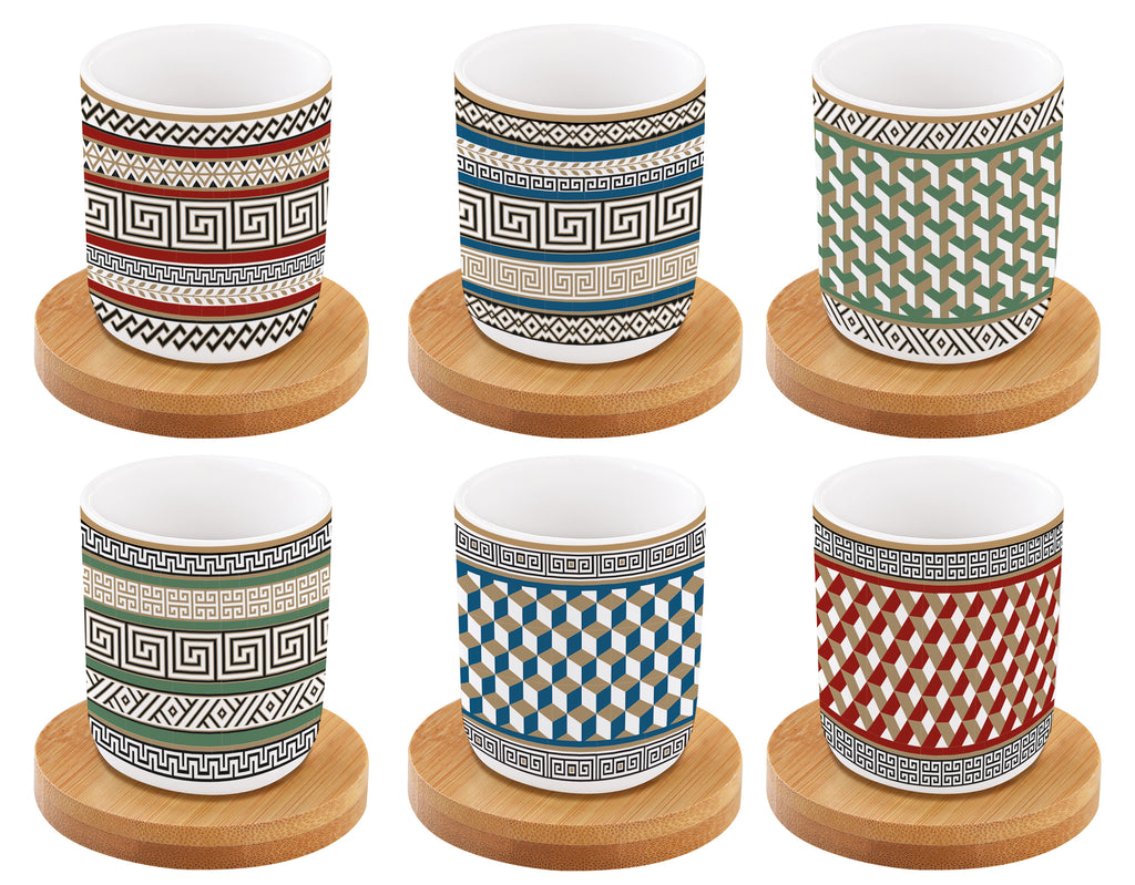 Set 6 espr.cups 110 ml & bamboo saucers in gift box - Shukha Online Store