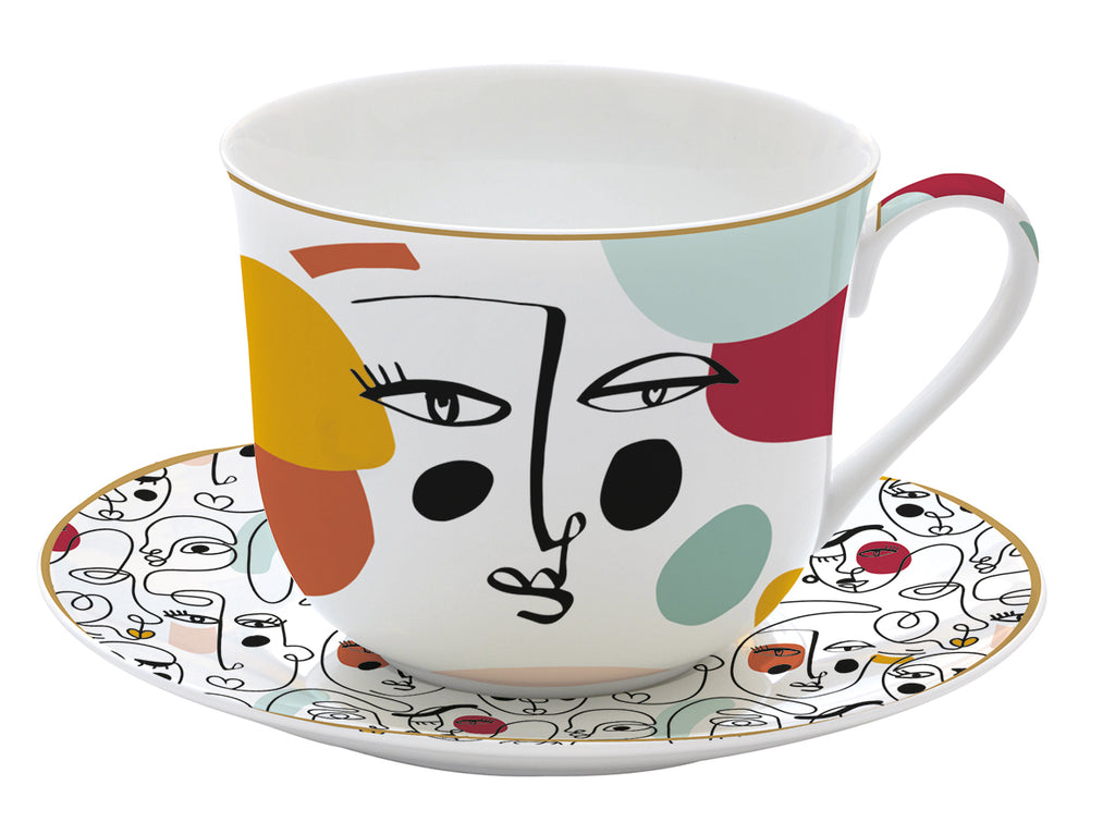 High quality Fine China breakfast cup & saucer 400 ml in color box MODERNISM - Shukha Online Store