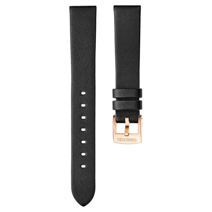 16mm Watch strap Leather, Black, Rose-gold tone plated - Shukha Online Store