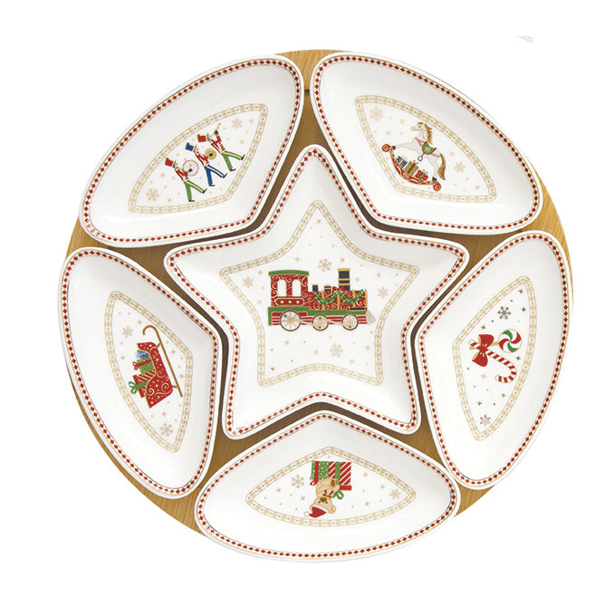 Appetizer set Ø 25 cm w/6 bowls in porcelain on bamboo tray in color box POLAR E - Shukha Online Store