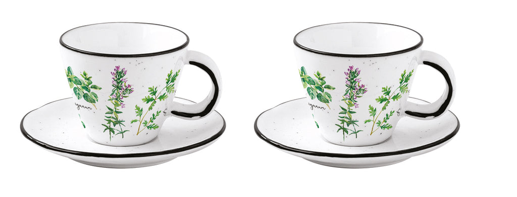 Set 2 porcelain coffee cups & saucers in color box  HERBARIUM - Shukha Online Store