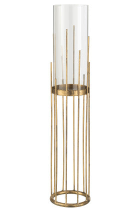 Candleholder Cylinder Metal/Glass Gold Large - Shukha Online Store