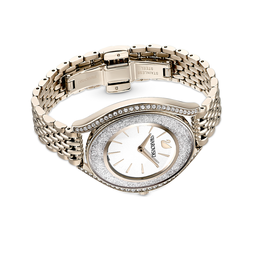 Crystalline Aura watch Metal bracelet, Gold tone, Champagne-gold tone PVD - Shukha Online Store