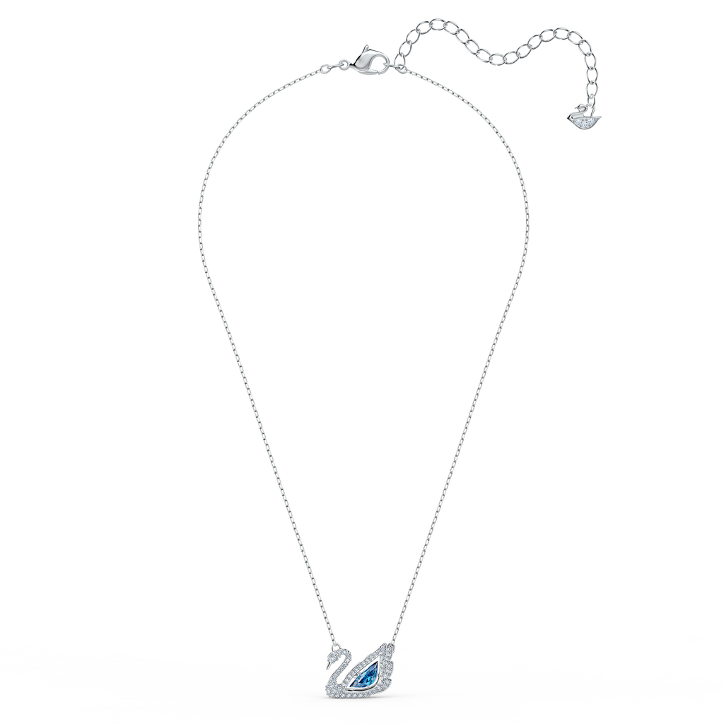DANCING SWAN NECKLACE, BLUE, RHODIUM PLATED - Shukha Online Store
