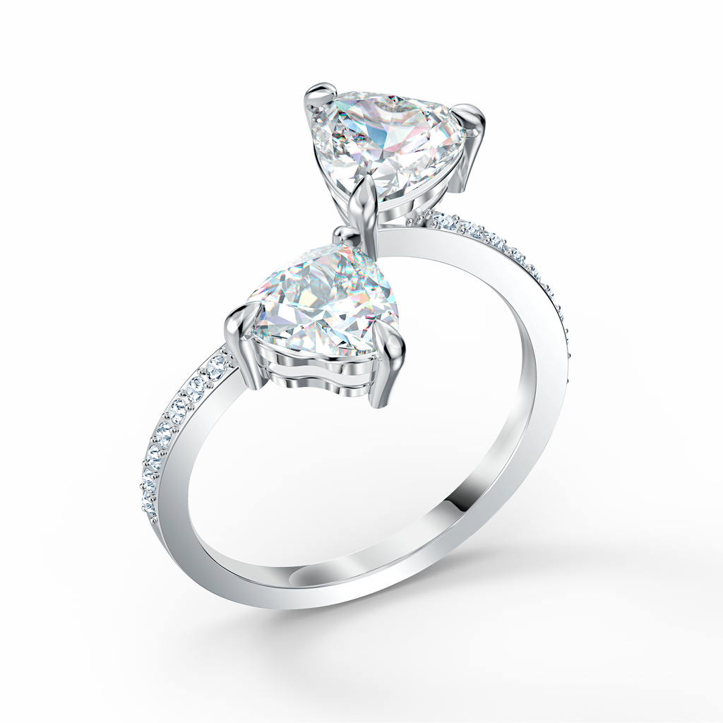 ATTRACT SOUL HEART RING, WHITE, RHODIUM PLATED - Shukha Online Store