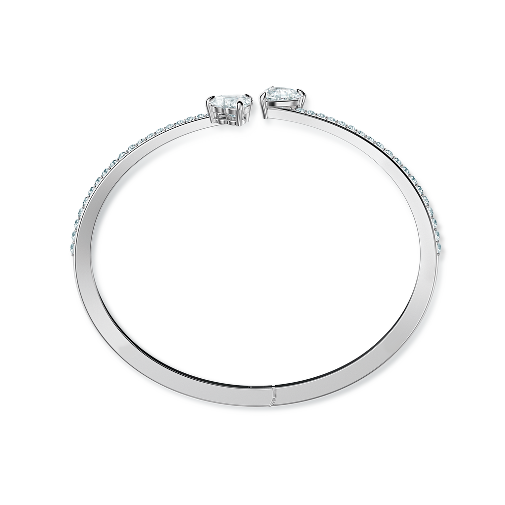 ATTRACT SOUL HEART BANGLE, WHITE, RHODIUM PLATED - Shukha Online Store