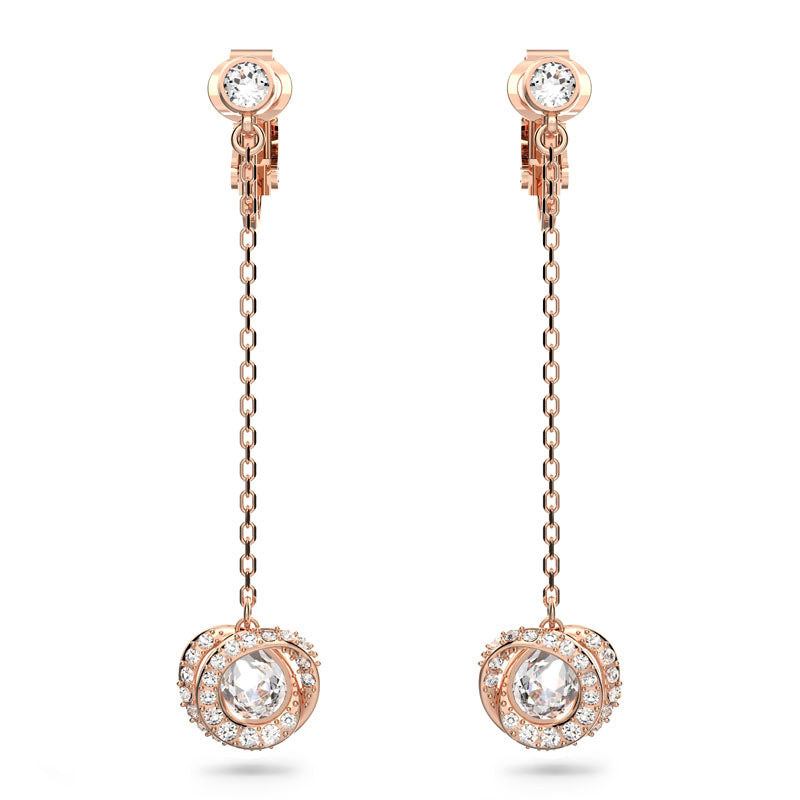 Generation clip earrings Long, White, Rose gold-tone plated - Shukha Online Store