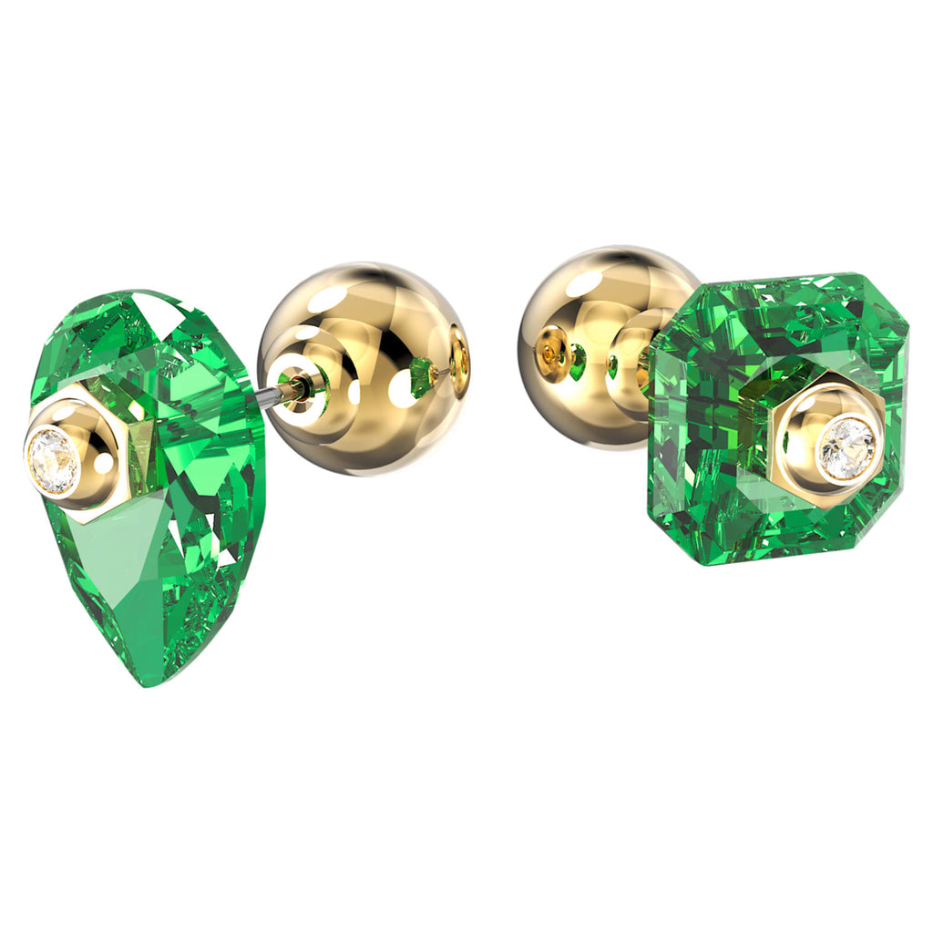 Abunda stud earrings Green, Gold-tone plated - Shukha Online Store