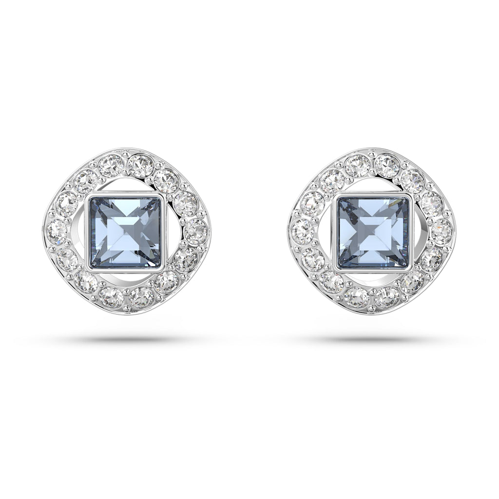 Angelic stud earrings Square cut, Blue, Rhodium plated - Shukha Online Store