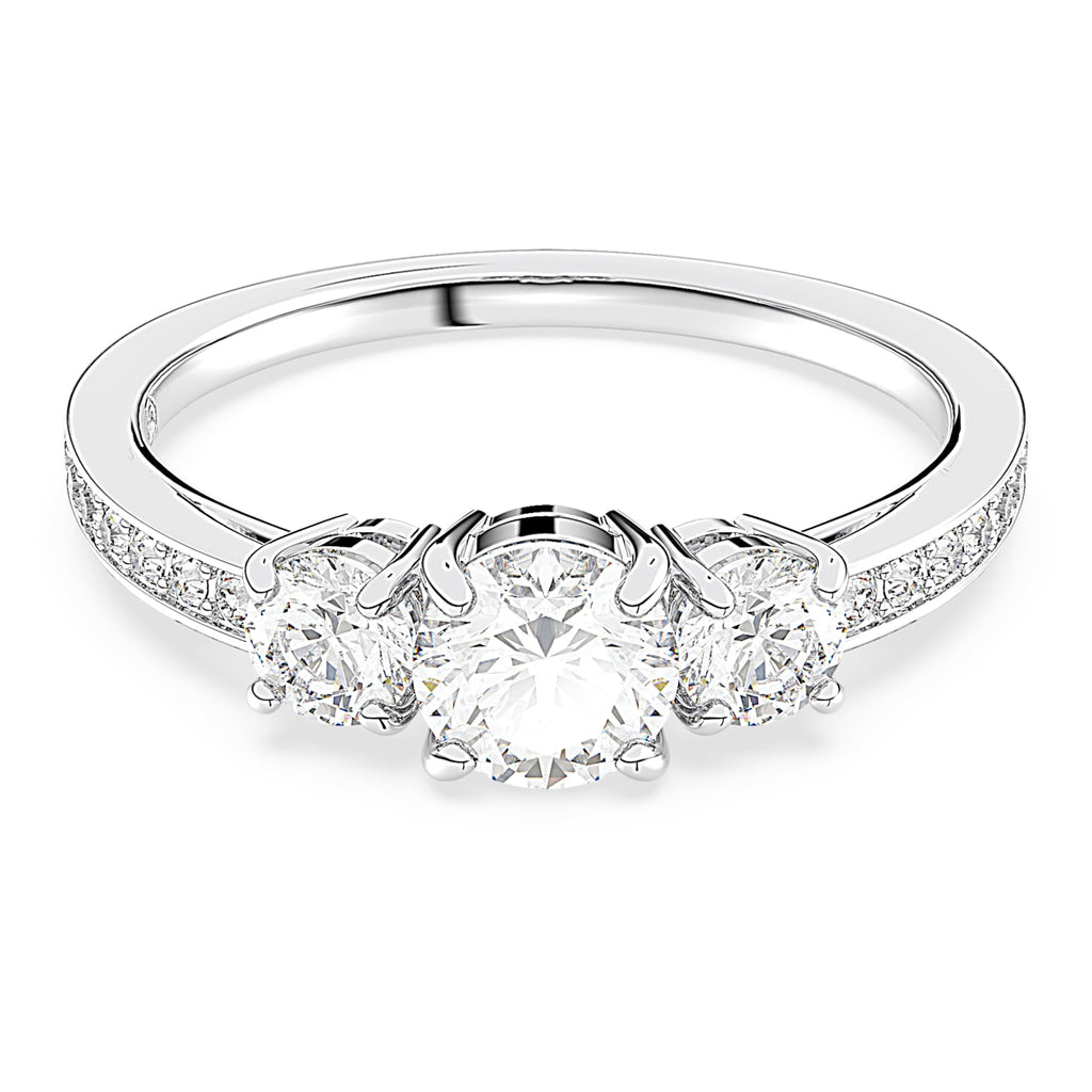 Attract Trilogy ring Round cut, White, Rhodium plated - Shukha Online Store