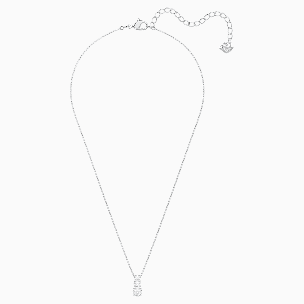 ATTRACT TRILOGY ROUND PENDANT, WHITE, RHODIUM PLATED - Shukha Online Store