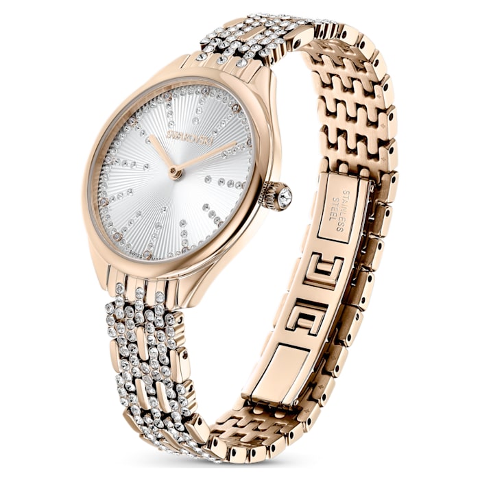 Attract watch Swiss Made, Pavé, Metal bracelet, Gold tone, Champagne gold-tone finish - Shukha Online Store