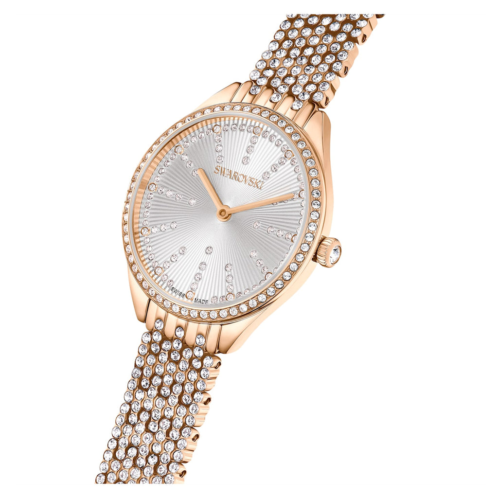 Attract watch Swiss Made, Full pavé, Metal bracelet, Rose gold tone, Rose gold-tone finish - Shukha Online Store