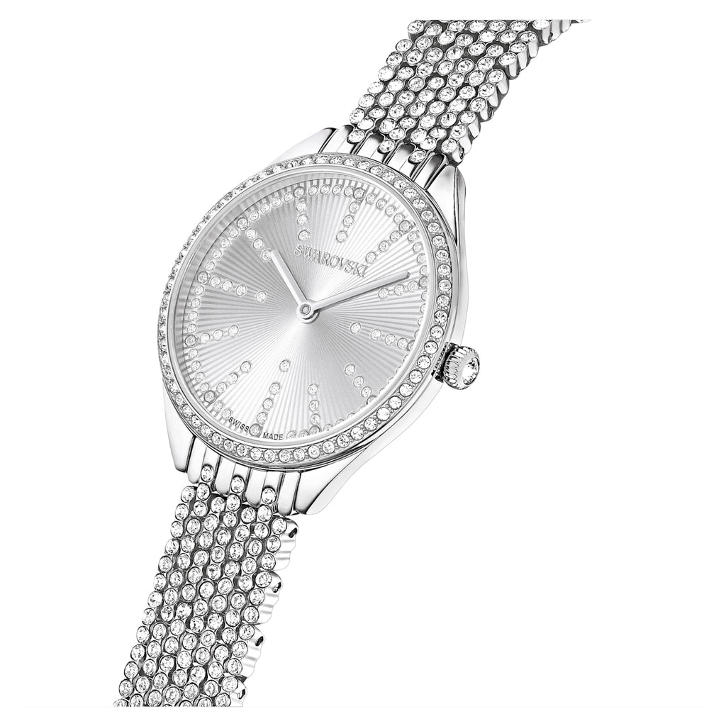 Attract watch Swiss Made, Full pavé, Metal bracelet, Silver tone, Stainless steel - Shukha Online Store