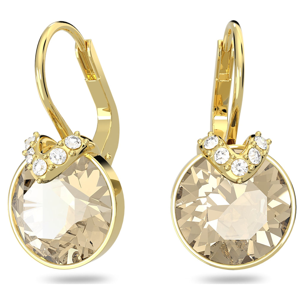 Bella V drop earrings Round cut, Gold tone, Gold-tone plated - Shukha Online Store