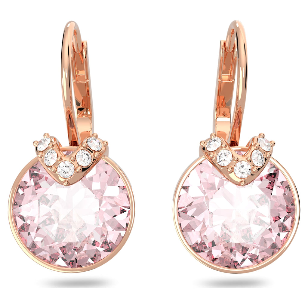 Bella V drop earrings Round cut, Pink, Rose gold-tone plated - Shukha Online Store