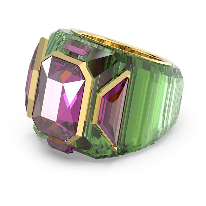 Chroma cocktail ring Green, Gold-tone plated - Shukha Online Store