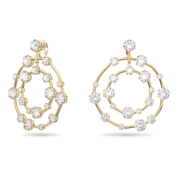 Constella clip earrings Circle, White, Gold-tone plated - Shukha Online Store