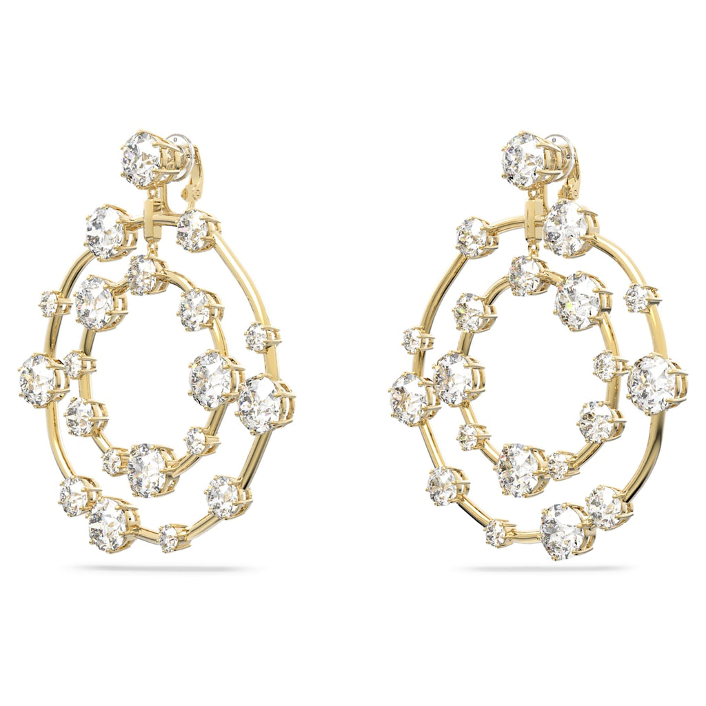 Constella clip earrings Round cut, White, Gold-tone plated - Shukha Online Store