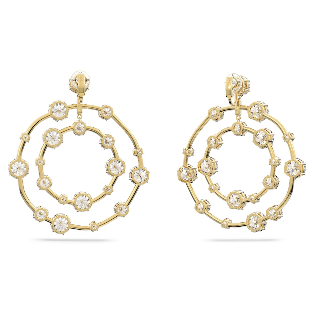 Constella clip earrings Round cut, White, Gold-tone plated - Shukha Online Store